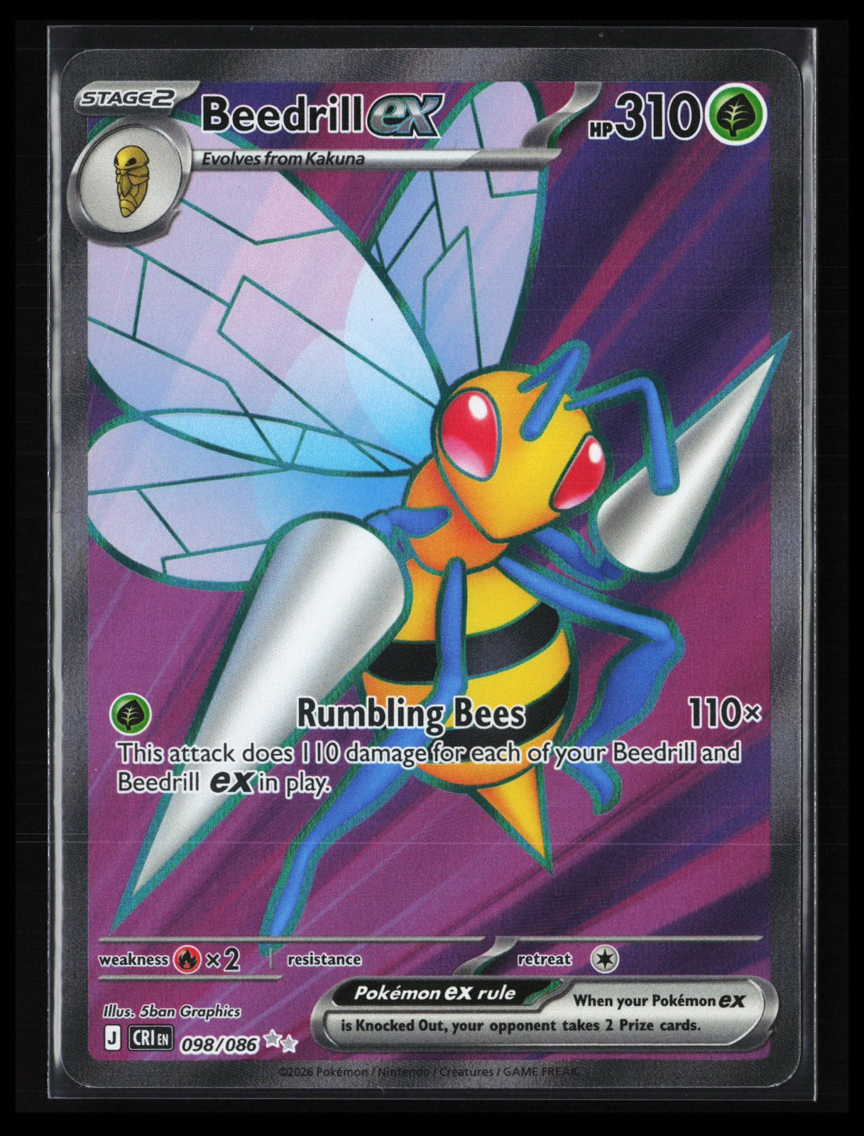 beedrill ex pokemon card Beedrill ex #098/086 Pokémon ME04: Chaos Rising – KRcollectables