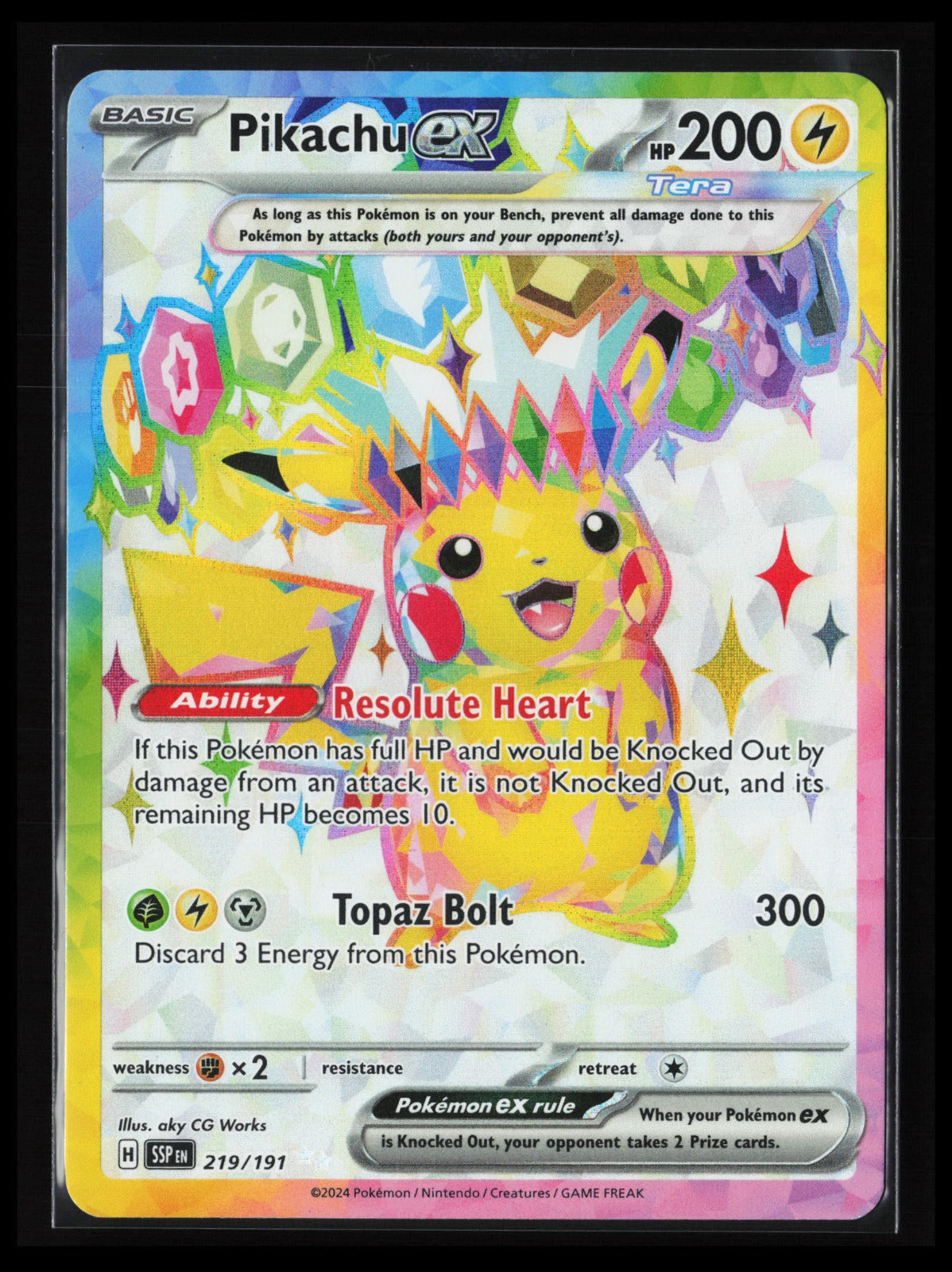 Pikachu ex #219/191 Pokémon SV08: Surging Sparks