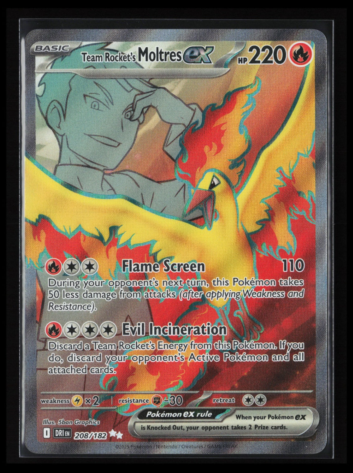 Team Rocket's Moltres ex #208/182 Pokémon SV10: Destined Rivals