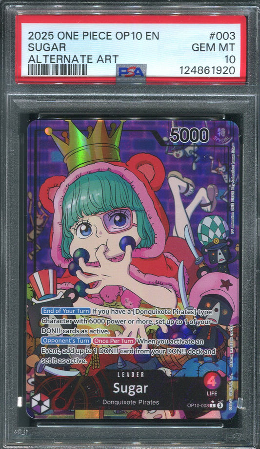 2025 Sugar OP10-003 Leader ALT One Piece TCG - PSA 10