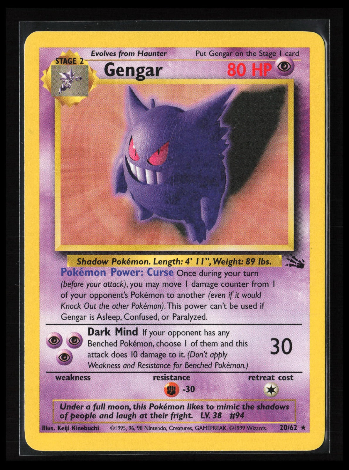 Gengar #20/62 Pokémon Fossil