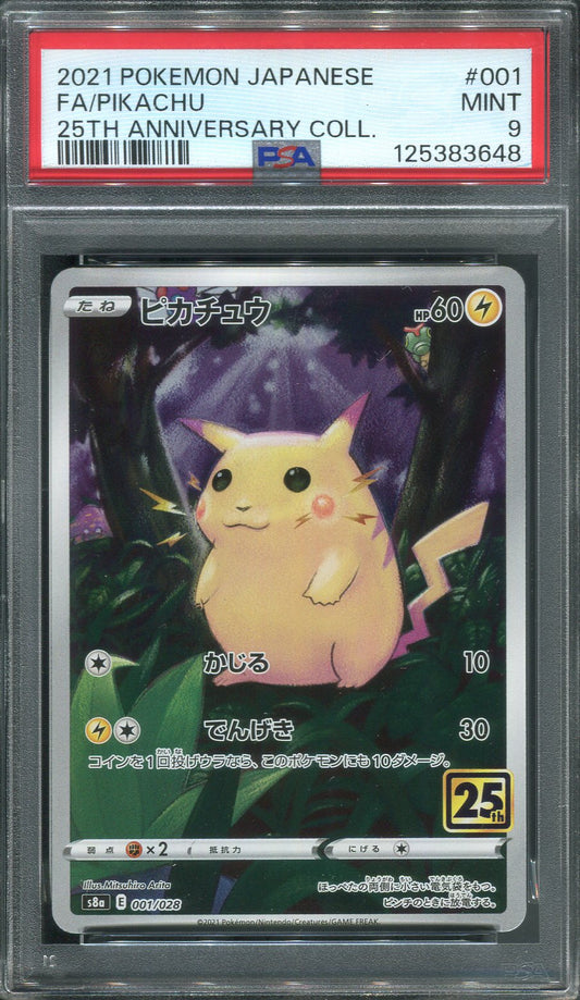 2021 Pikachu #1 Pokemon Japanese 25th Anniversary Collection - PSA 9