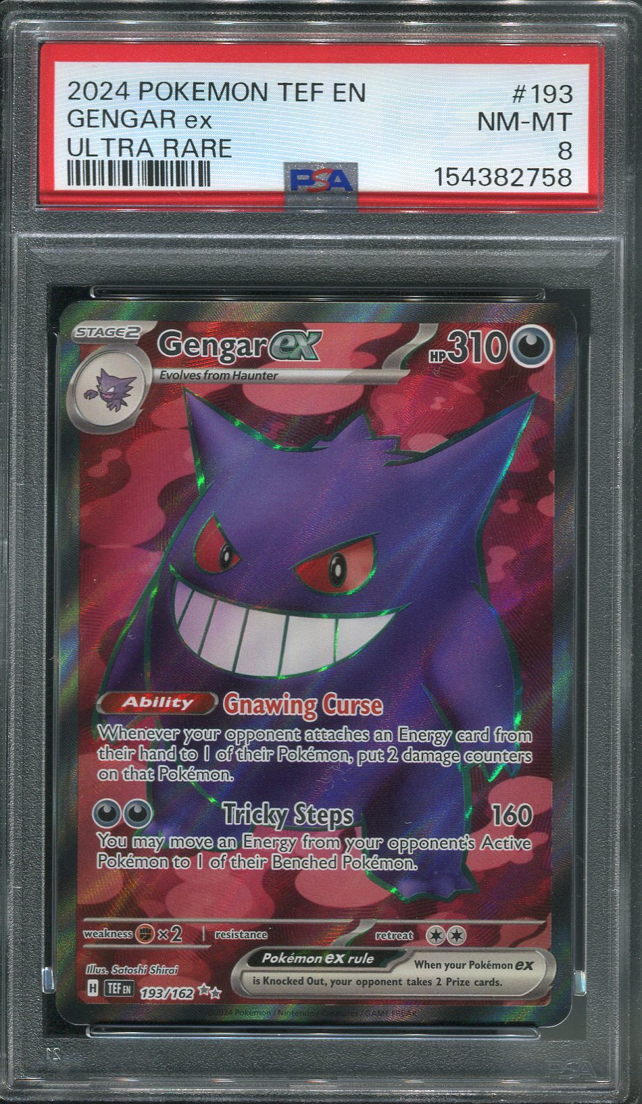 2024 Gengar ex #193 Pokémon Temporal Forces - PSA 8