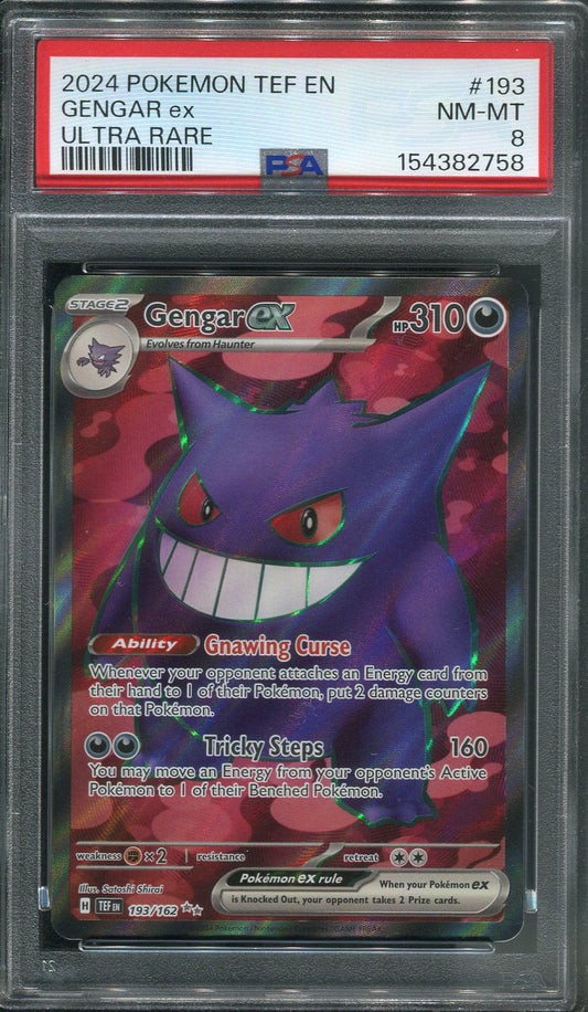 2024 Gengar ex #193 Pokémon Temporal Forces - PSA 8