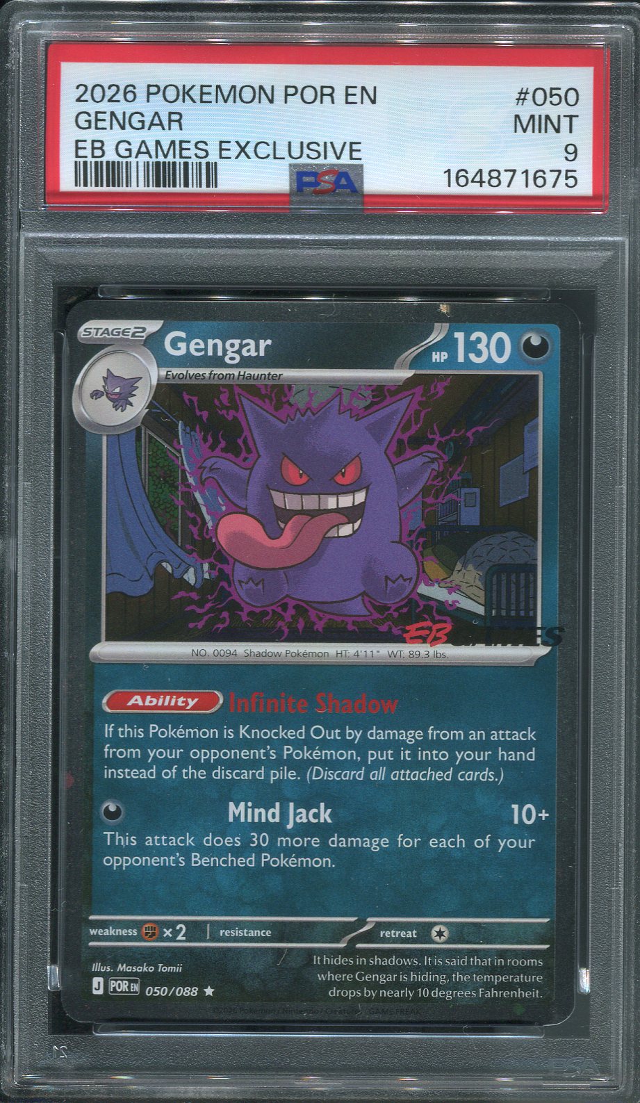 2026 Gengar #050 Pokémon Perfect Order (EB Games Stamp) - PSA 9