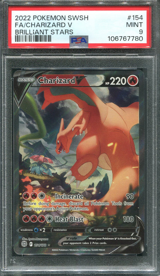 2022 Charizard V #154 Brilliant Stars - PSA 9