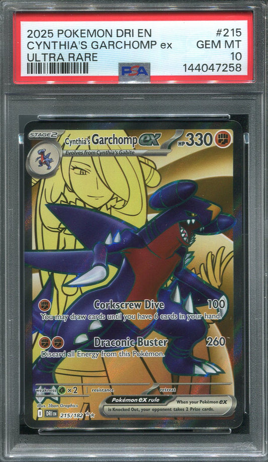 Cynthia's Garchomp ex #215 Pokemon Destined Rivals - PSA 10