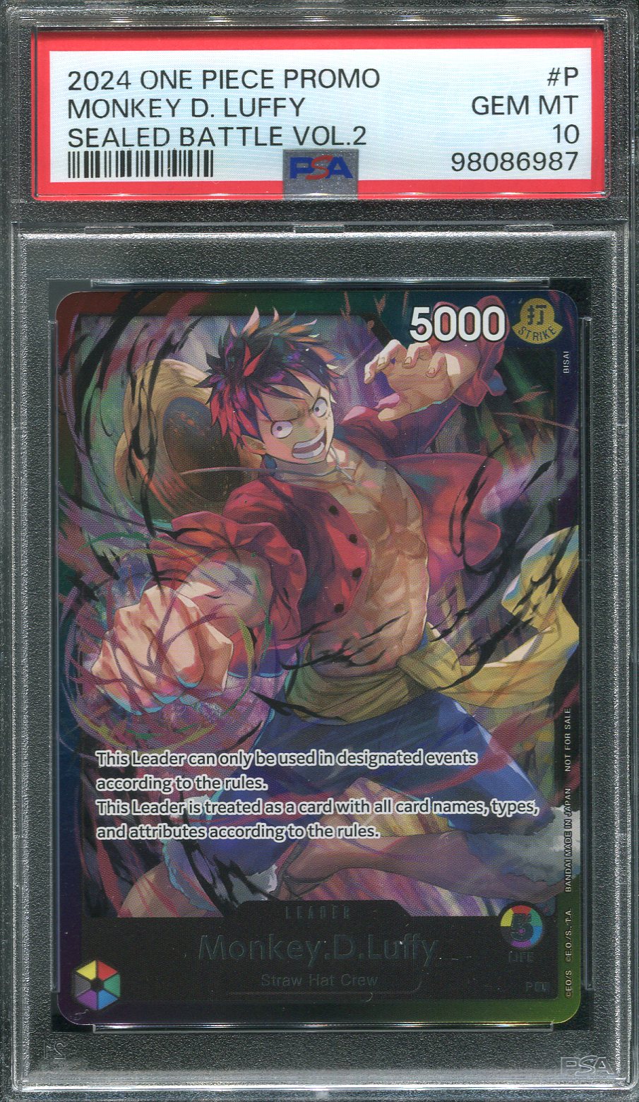 Monkey.D.Luffy [Battle Vol. 2] One Piece Promo - PSA 10