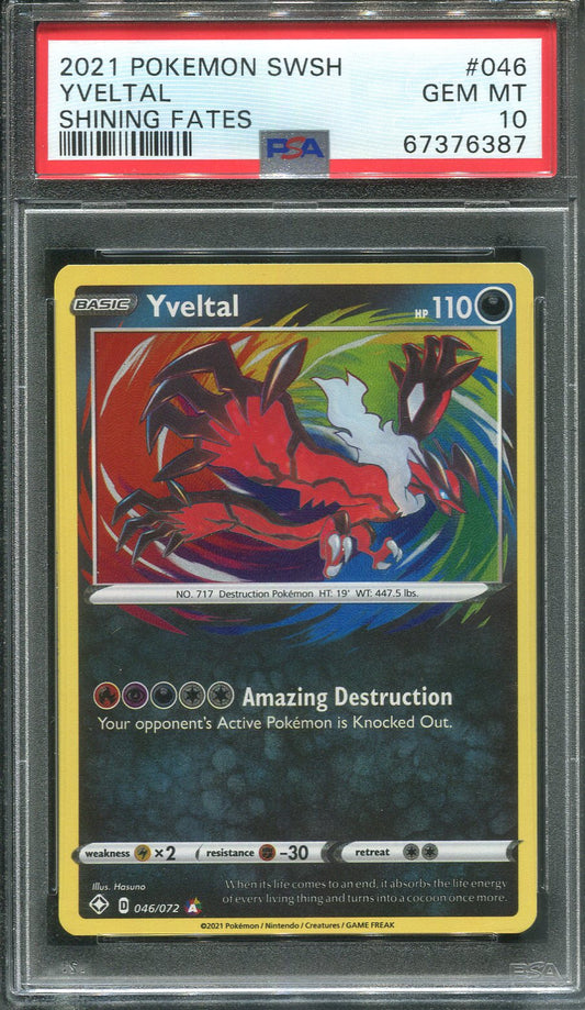 2021 Yveltal #046 Shining Fates - PSA 10