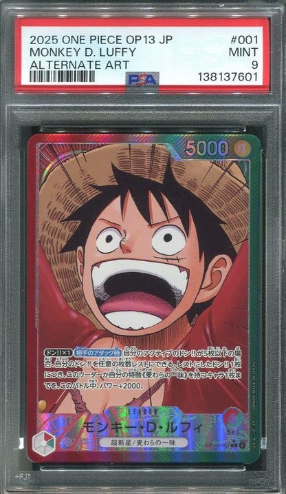 Monkey.D.Luffy OP13-001 Leader (Alternate Art) One Piece Card Japanese - PSA 9