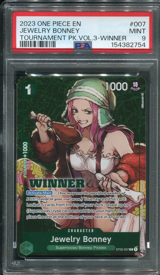 2023 Jewelry Bonney Winner #ST02-007 One Piece Tournament Pack Vol.3 - PSA 9