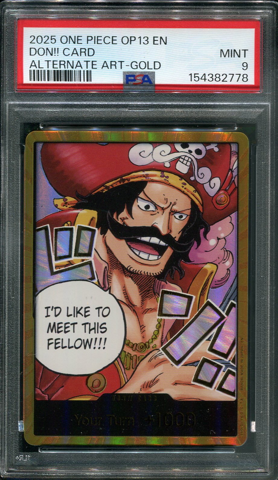2025 Gol.D.Roger Gold DON!! Card One Piece Carrying On His Will - PSA 9
