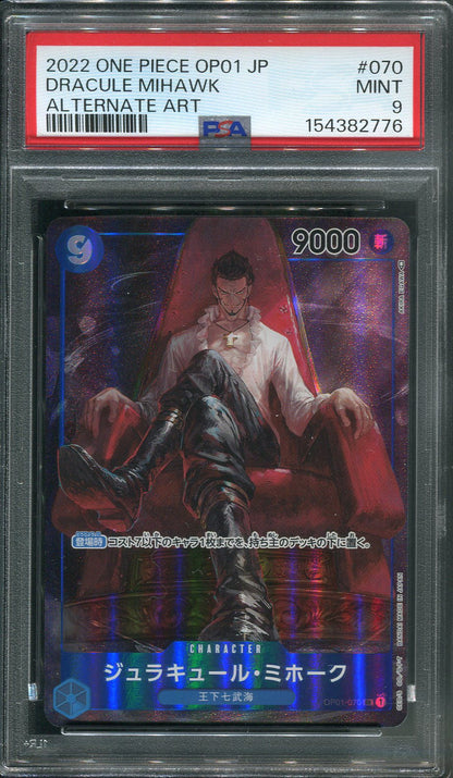 2022 Dracule Mihawk Alt Art #OP01-070 One Piece Japanese Romance Dawn - PSA 9