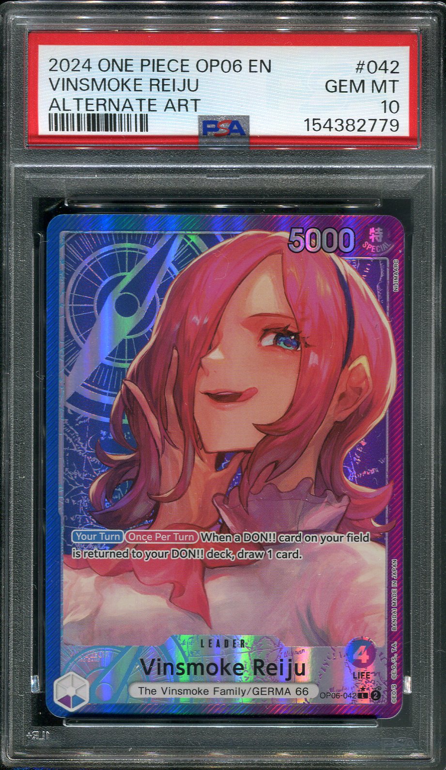 2024 Vinsmoke Reiju Alt Art #OP06-042 One Piece Wings of the Captain - PSA 10