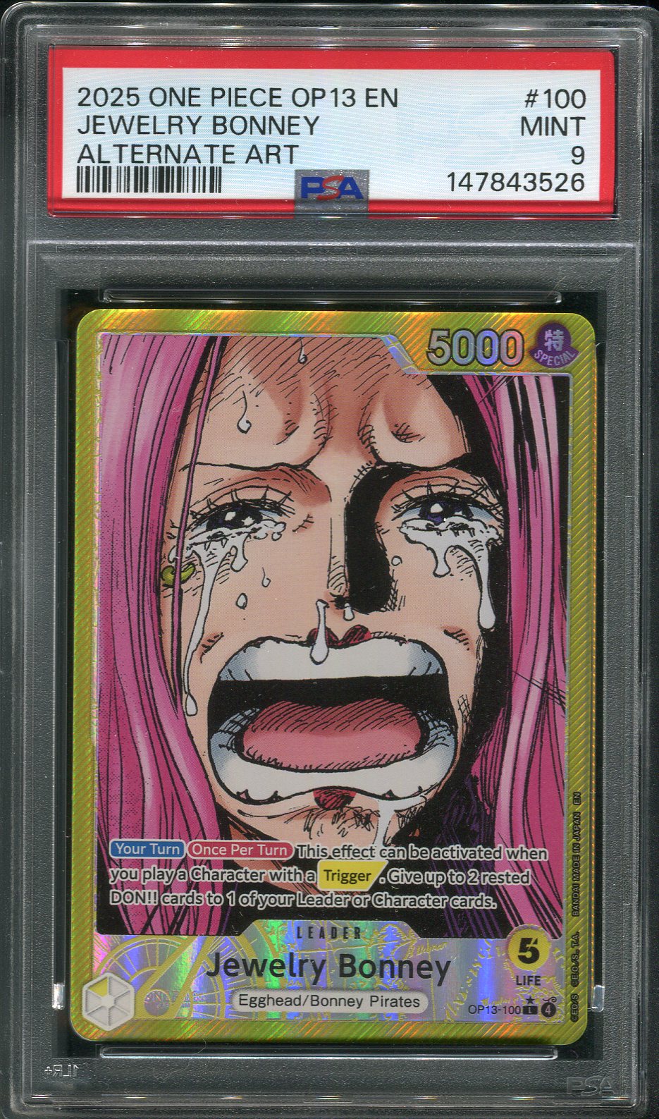 2025 Jewelry Bonney Alt Art #OP13-100 One Piece Carrying On His Will - PSA 9