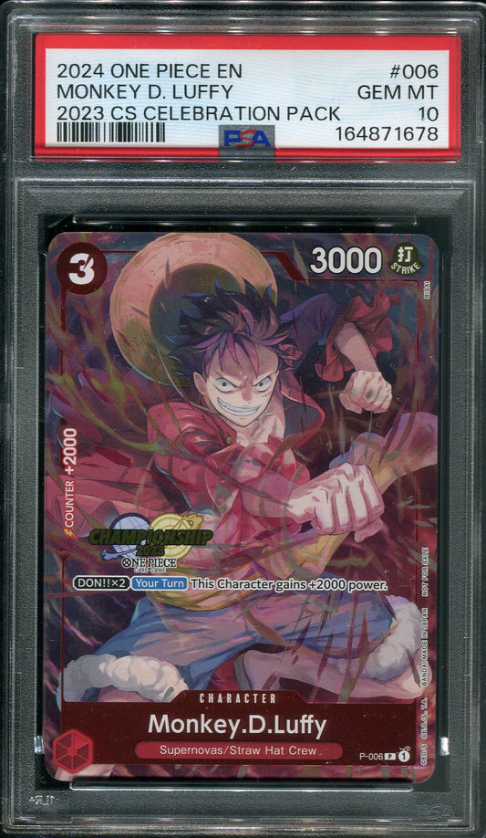 2024 Monkey.D.Luffy #P-006 One Piece CS 2023 Celebration Pack - PSA 10
