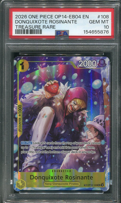 2026 Donquixote Rosinante TR #OP12-108 One Piece The Azure Sea's Seven - PSA 10