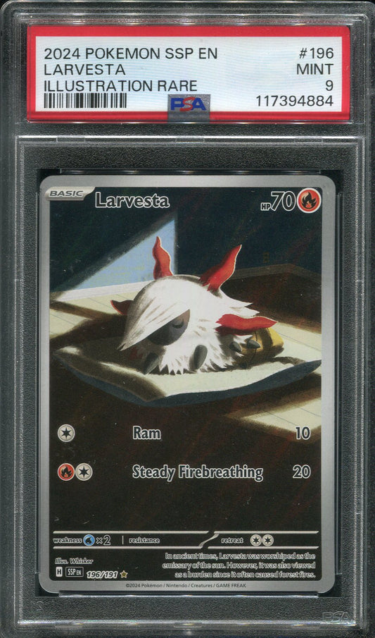 2024 Larvesta #196 Pokémon Surging Sparks - PSA 9