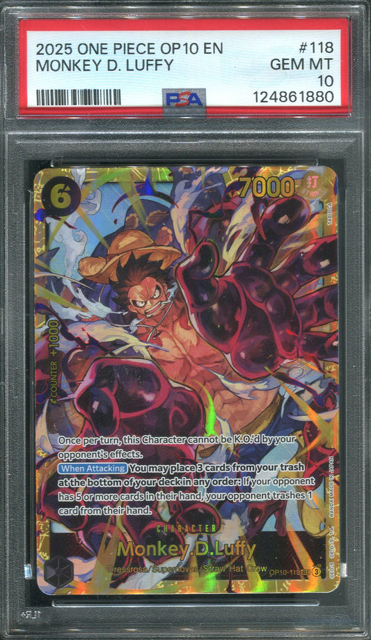 2025 Monkey D. Luffy OP10-118 SEC One Piece TCG - PSA 10