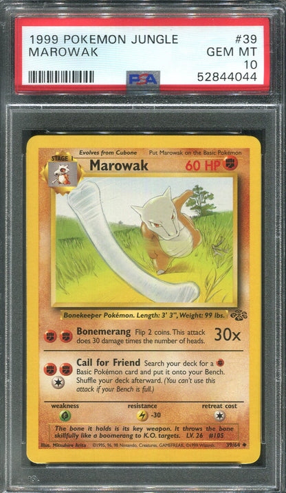1999 Marowak #39 Pokemon Jungle - PSA 10