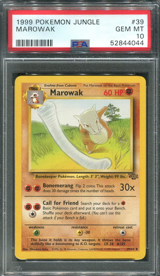 1999 Marowak #39 Pokemon Jungle - PSA 10