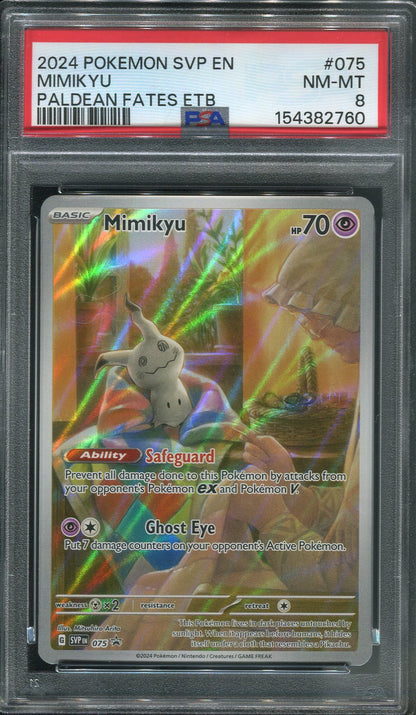 2024 Mimikyu #075 Pokémon SV Promo (Paldean Fates ETB) - PSA 8