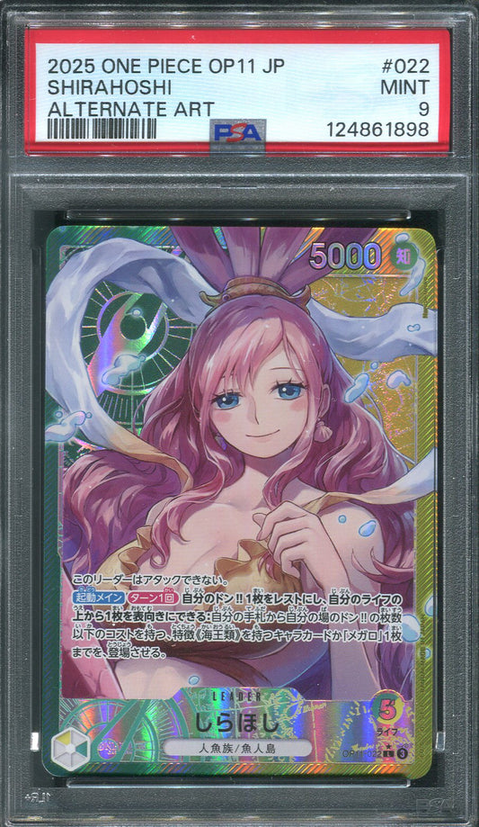 2025 Shirahoshi OP11-022 Japanese Leader One Piece TCG - PSA 9