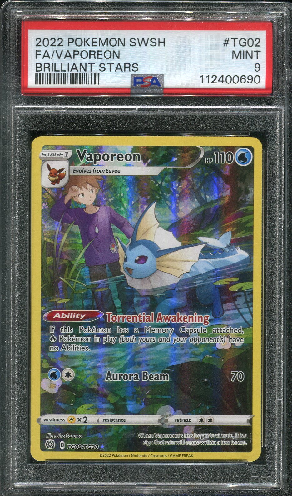 2022 Vaporeon #TG02 Pokémon Brilliant Stars - PSA 9