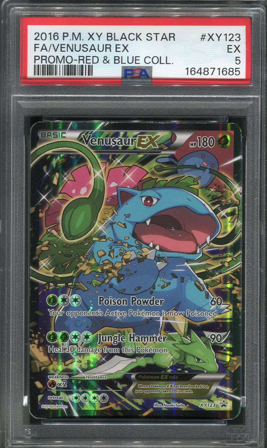 2016 Venusaur EX #XY123 Pokémon XY Black Star Promo (Red & Blue Collection) - PSA 5