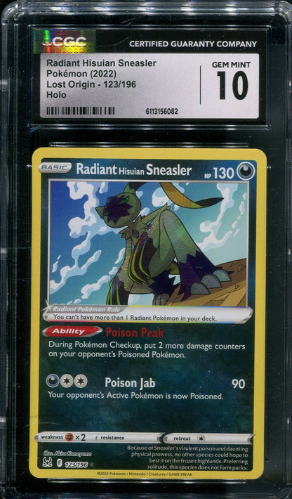 2022 Radiant Hisuian Sneasler #123 Pokémon Lost Origin - CGC 10